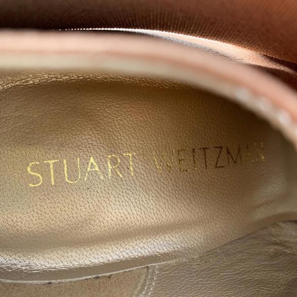 STUART WEITZMAN Peep Toe High Heels Brown Elastic Strap Sz 6 - Picture 8 of 13